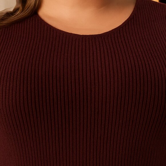 🍷 Agnes Orinda Plus Size Burgundy Sweater Tank Dress — 2X — Elegant Knit Midi - Picture 3 of 6